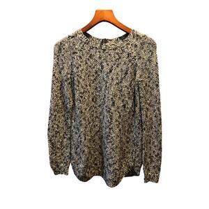 SO Womens Small Black White Marled Knit Pullover Sweater Crew Neck Raglan Sleeve